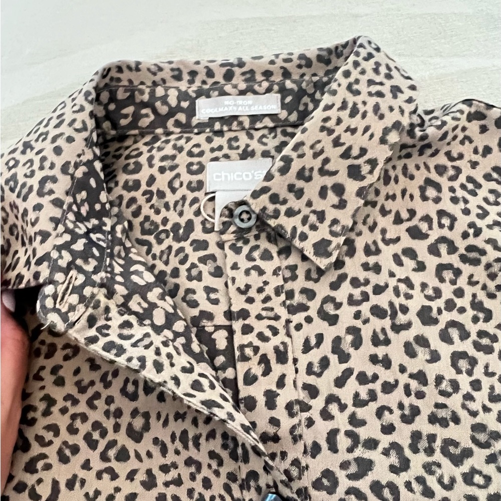 Chicos Animal Print No Iron Effortless Shirt Love Leopard Lisa‎ Size 6 - Picture 12 of 13